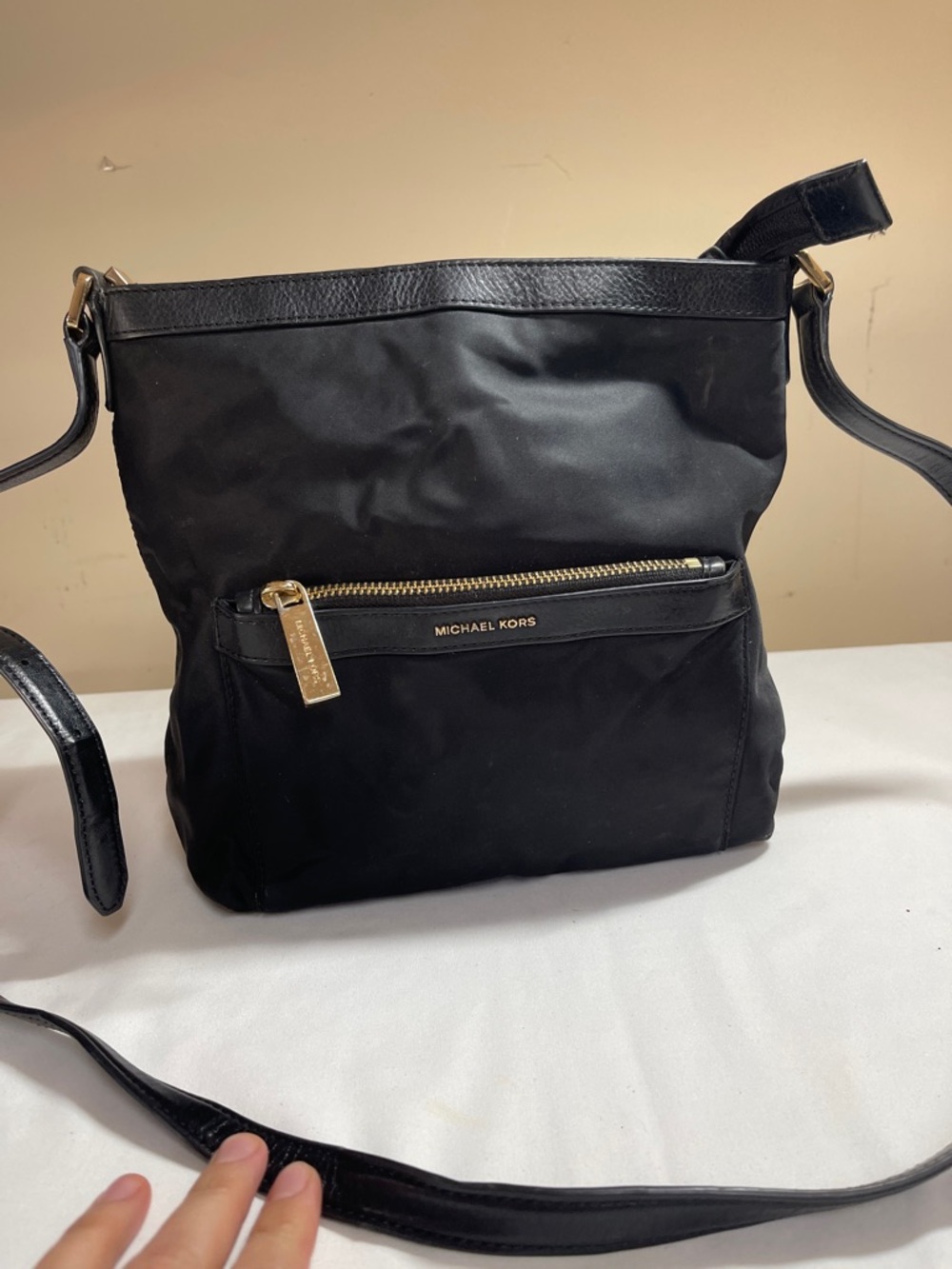 Michael Kors Black Crossbody Bag with Gold Accents